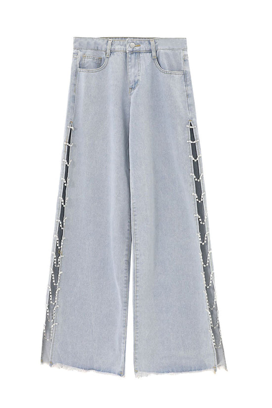 Side Lace-Up Straight Leg Jeans