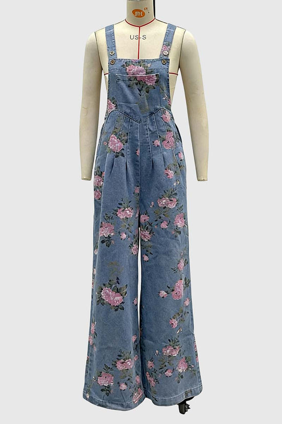 Floral Wide-Leg Jumpsuit with Pockets