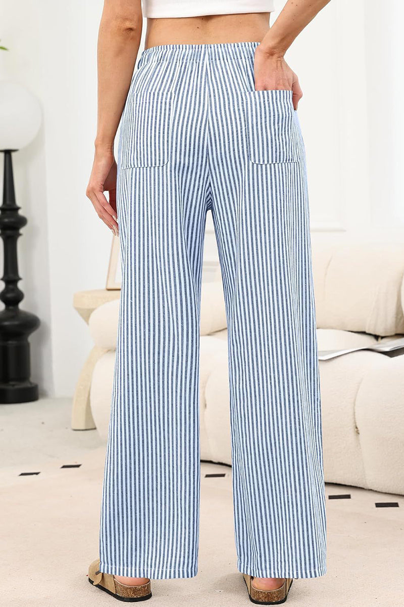 Checkered Wide-Leg Casual Pants
