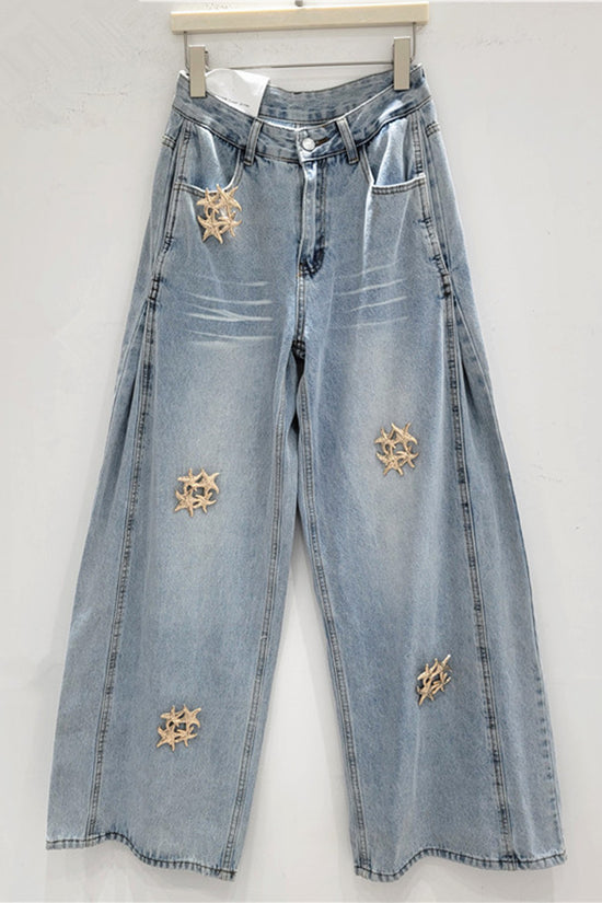 Embellished Wide Leg Jeans