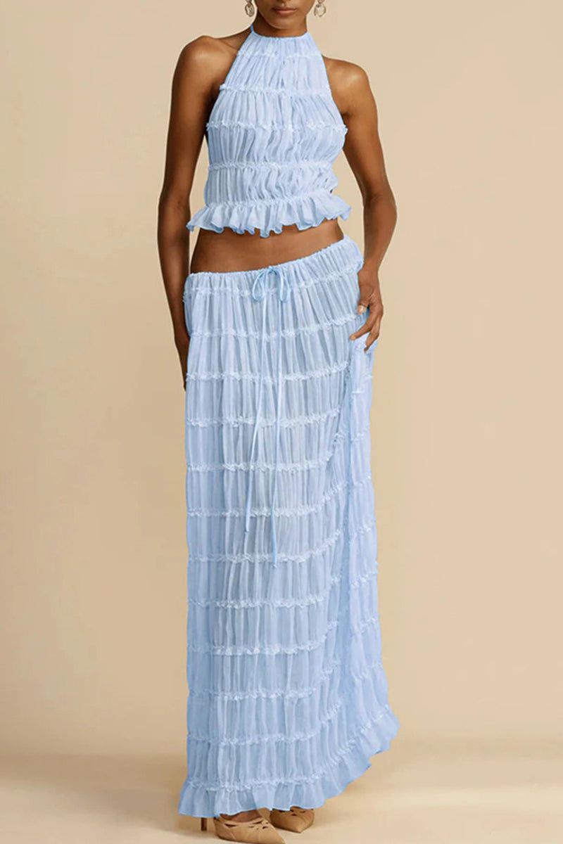 Elegant Halter Skirt Set