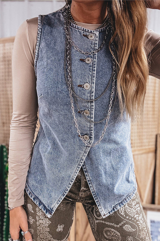 Button-Up Denim Vest