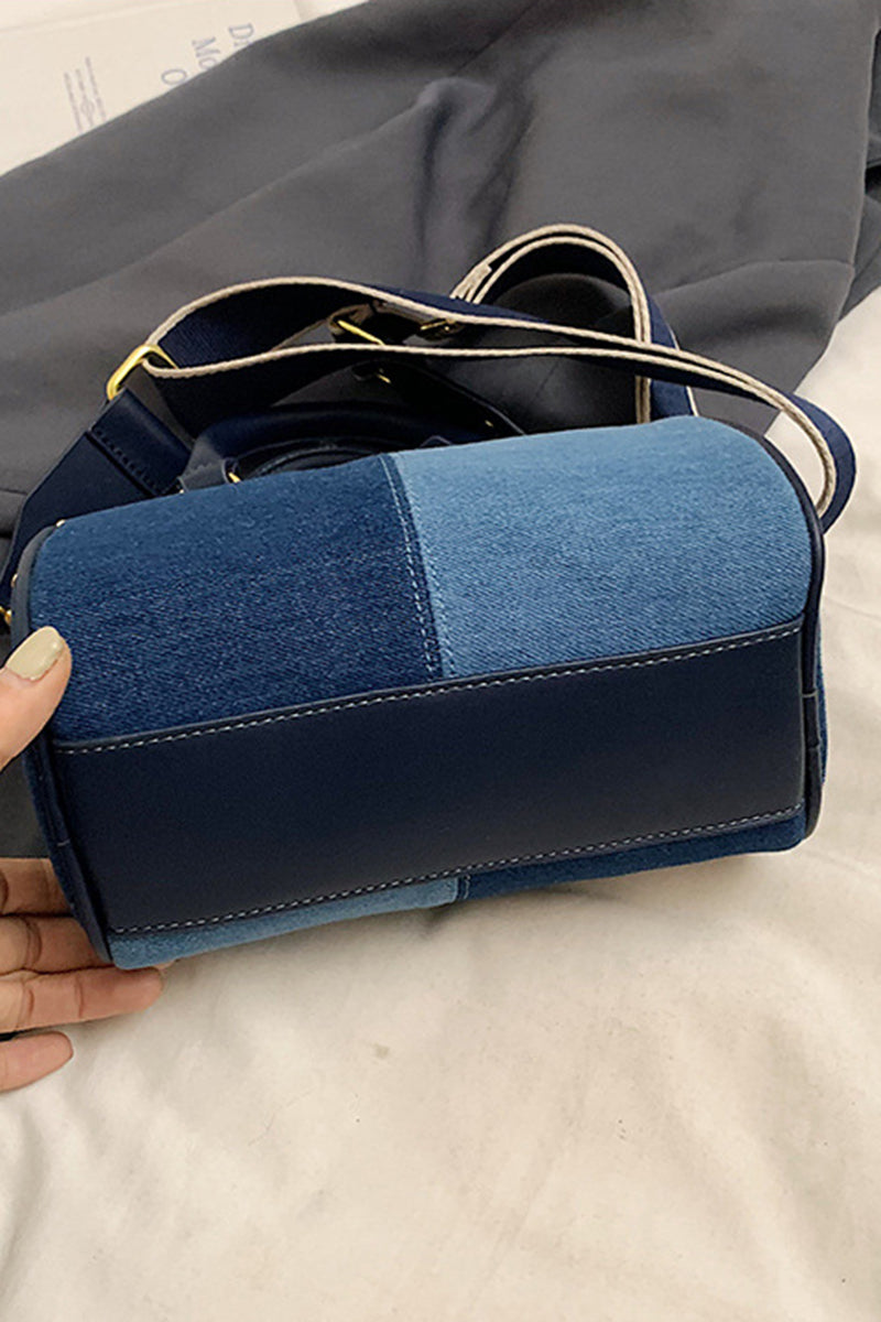 Stylish Patchwork Barrel Bag