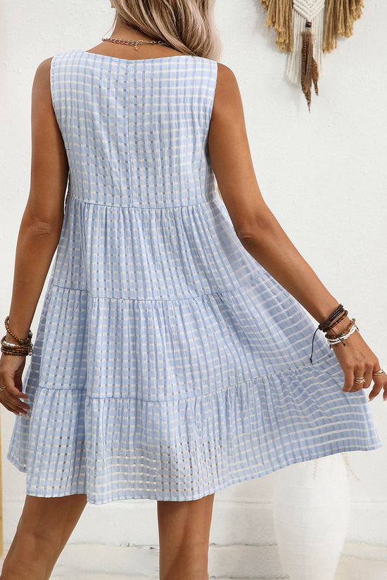 Sleeveless Checkered Casual Dress