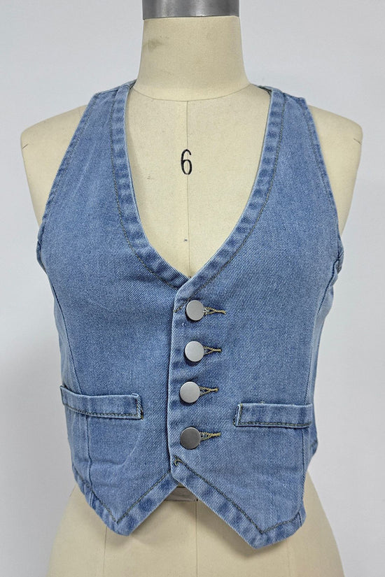 Vintage Denim Button Vest