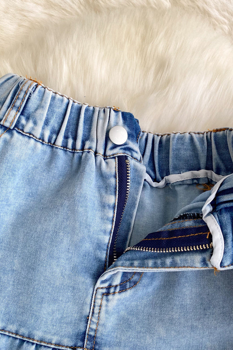 Tiered Denim Maxi Skirt