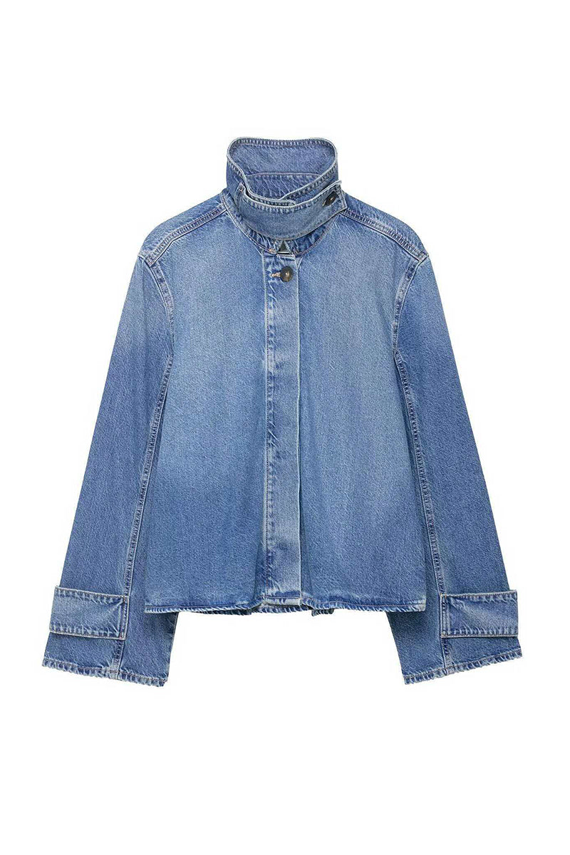 High Collar Denim Jacket