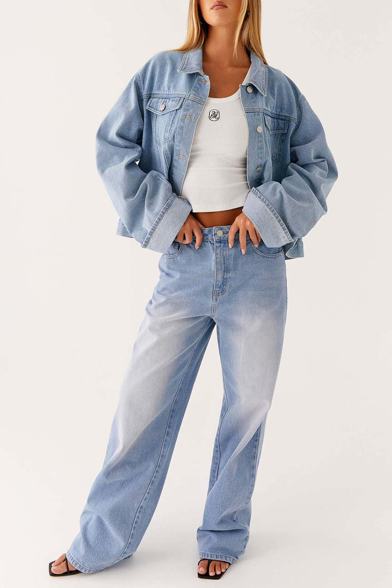 Classic Denim Jacket with Button-Down Front