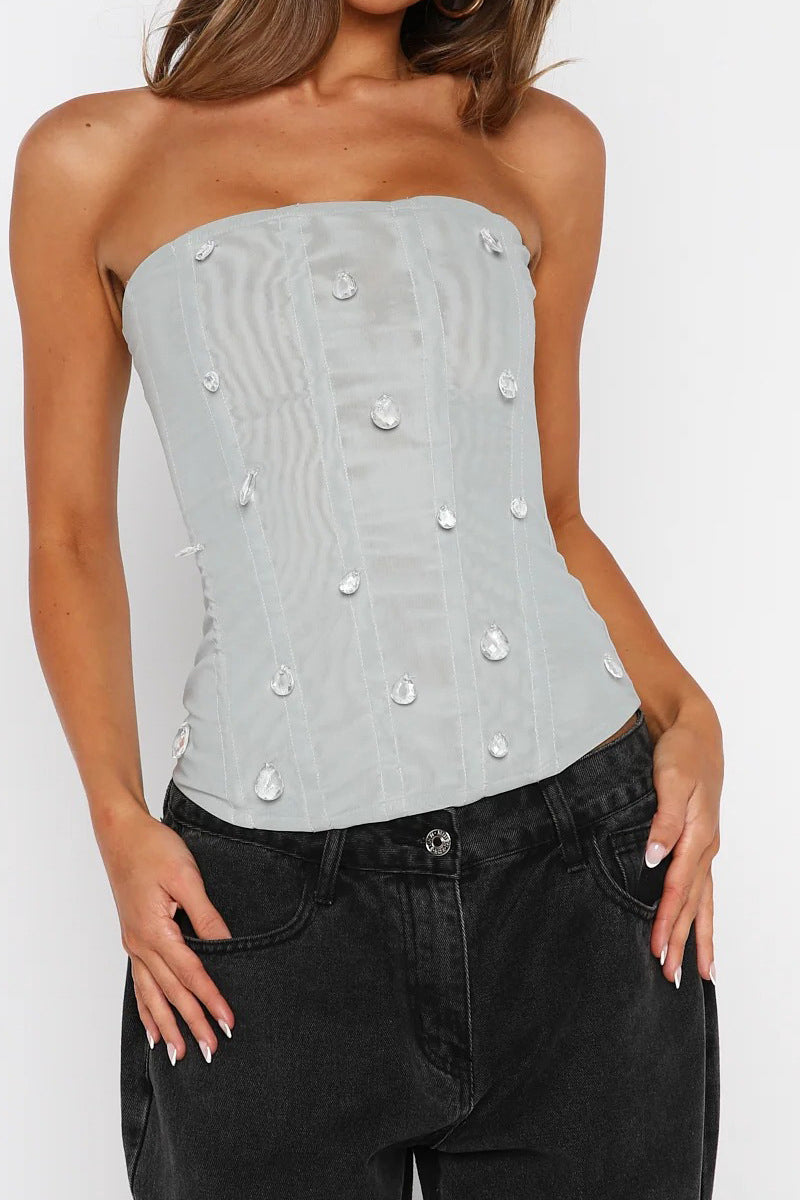 Strapless Embellished Corset Top