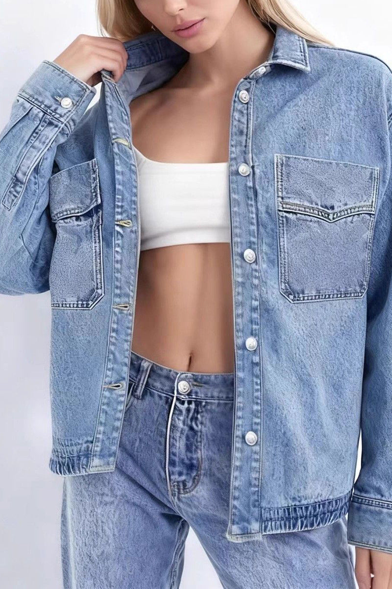 Classic Denim Jacket with Button Closure