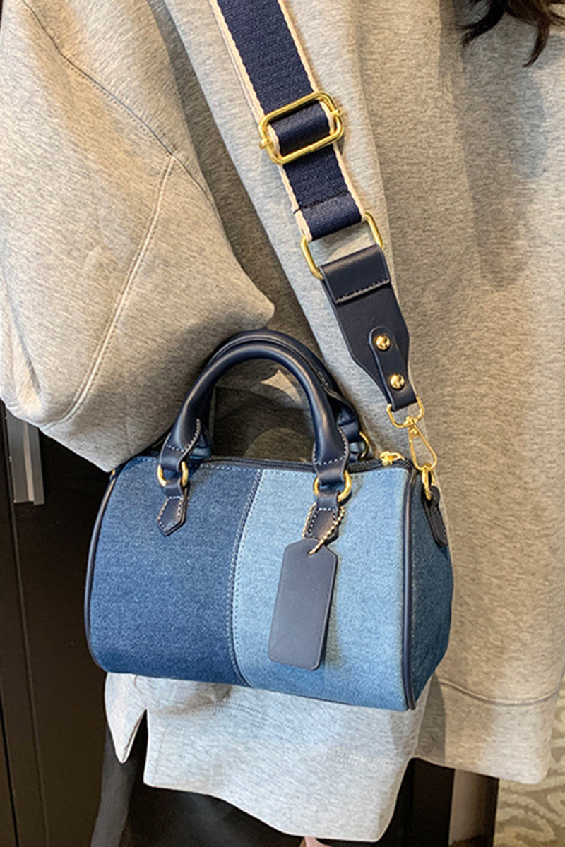 Stylish Patchwork Barrel Bag