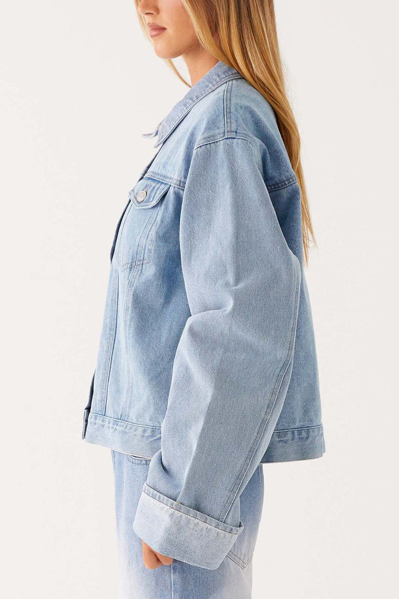 Classic Denim Jacket with Button-Down Front