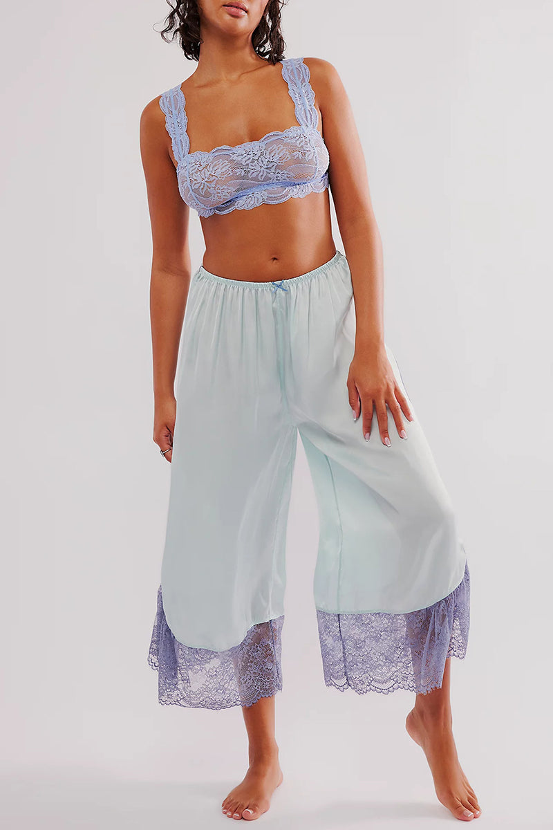 Elegant Lace Detail Casual Pants