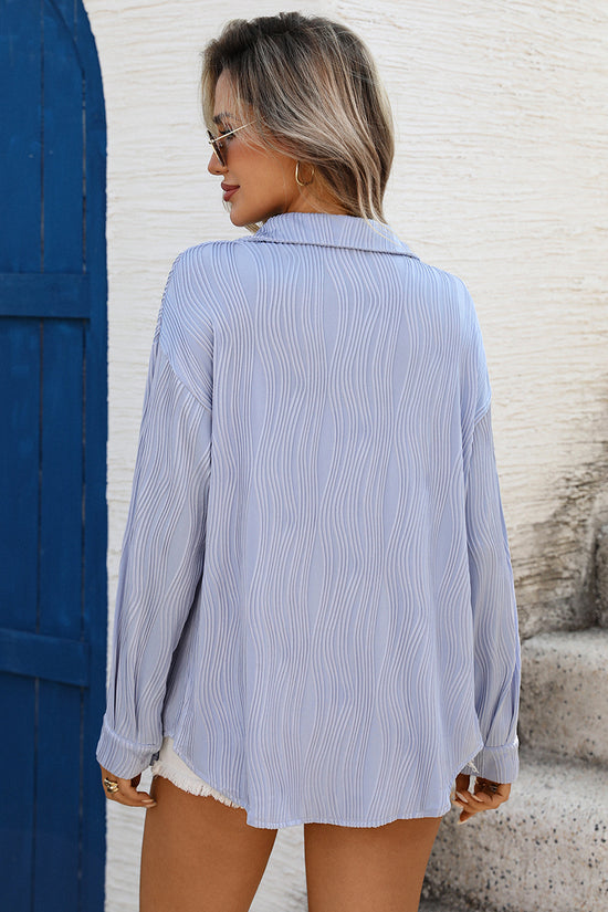 Textured Long Sleeve Blouse