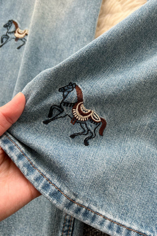 Horse Motif Straight Jeans