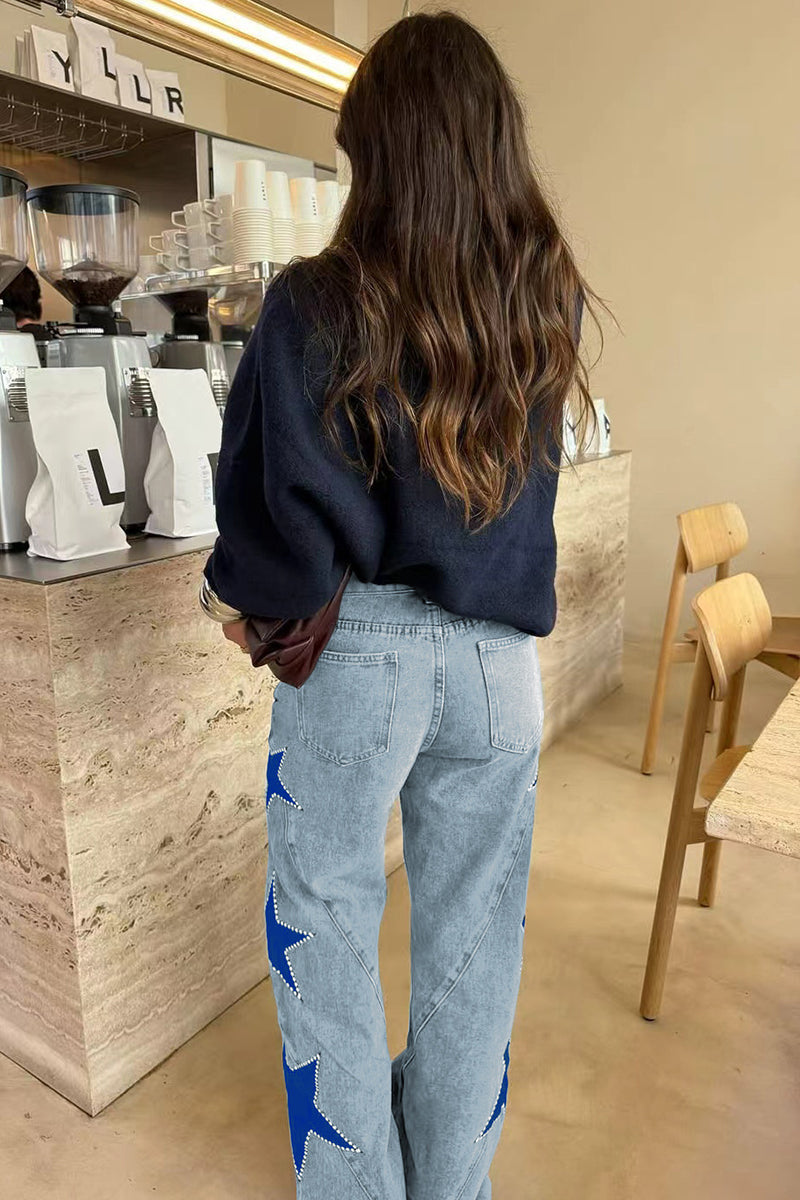 Star-Embellished Straight Jeans