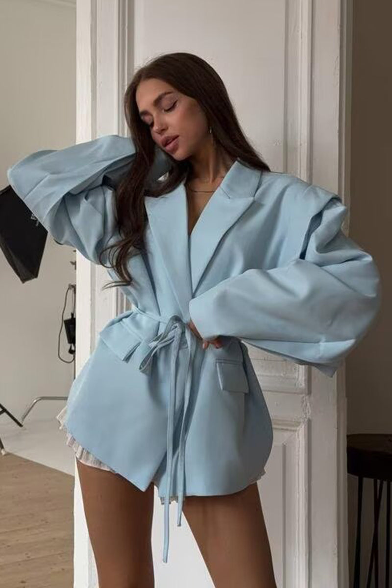 Elegant Belted Blazer Jacket