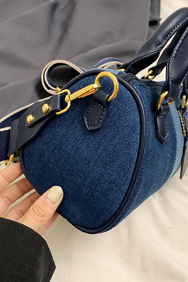 Stylish Patchwork Barrel Bag