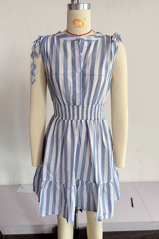 Striped Sleeveless Casual A-Line Dress
