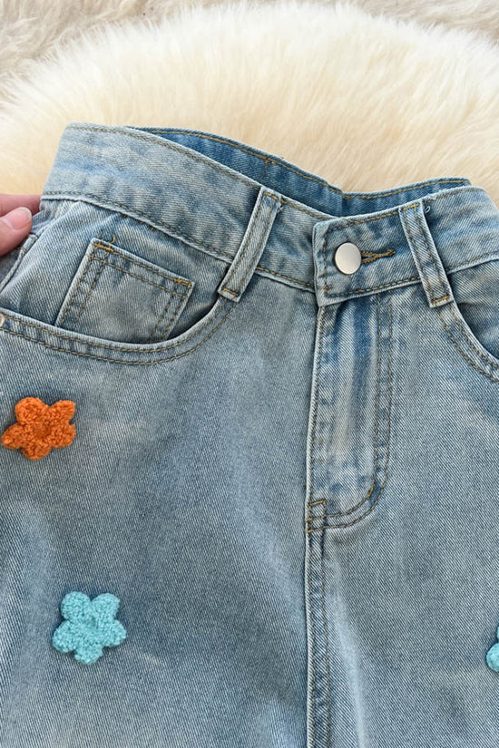 Floral Embellished Straight Jeans