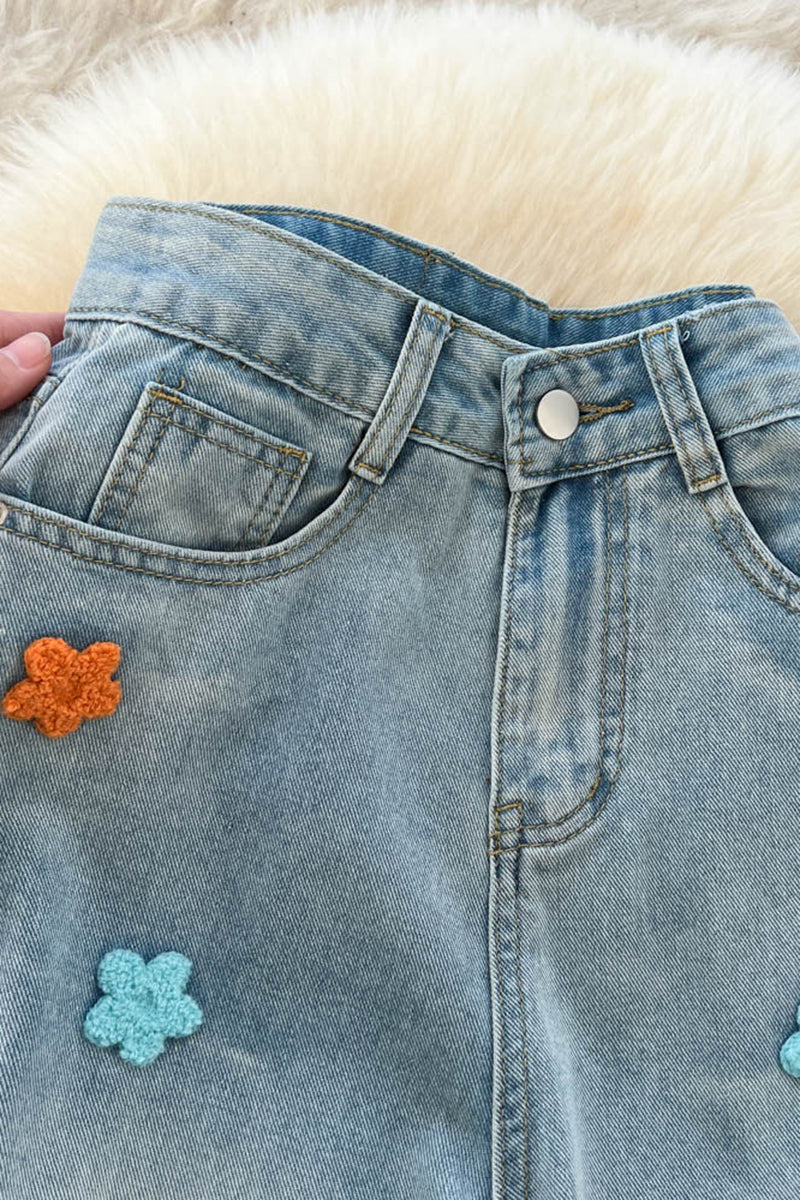 Floral Embellished Straight Jeans