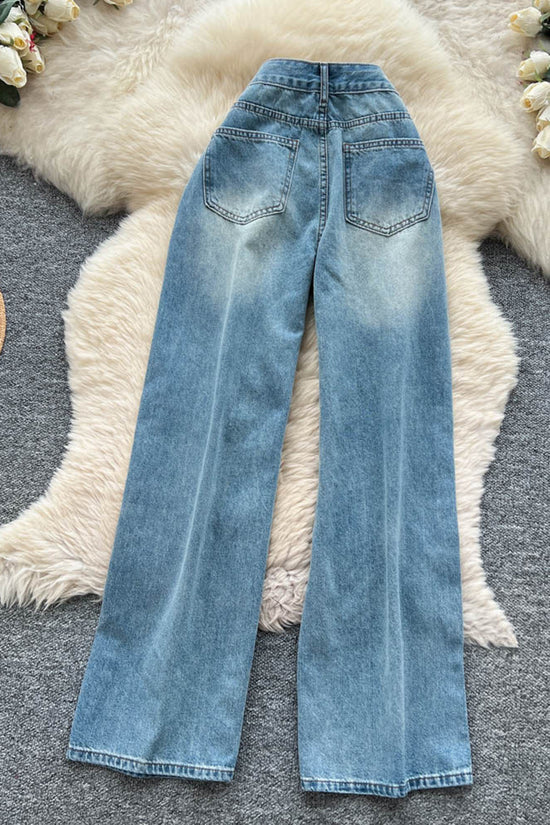Horse Motif Straight Jeans