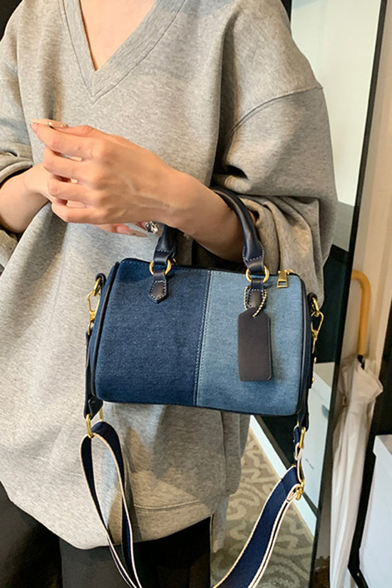 Stylish Patchwork Barrel Bag