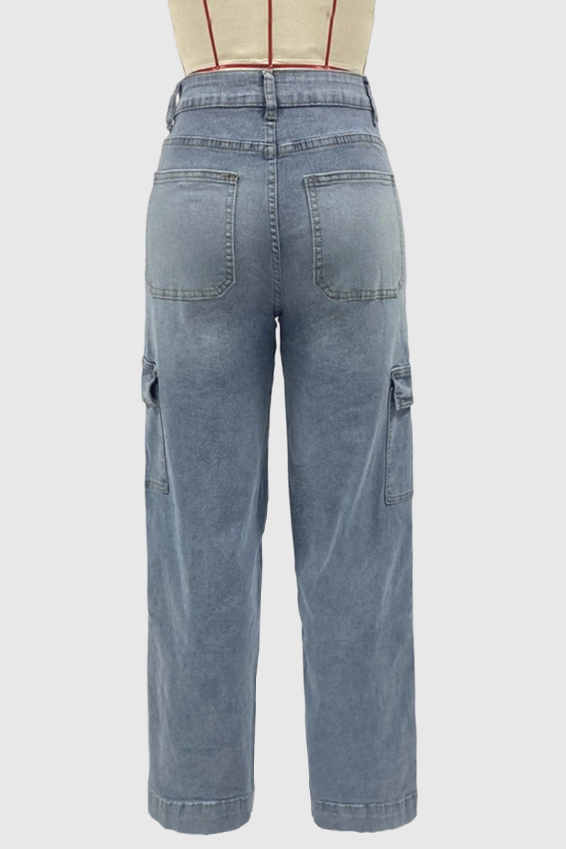 Stylish Straight Cargo Jeans with Drawstring