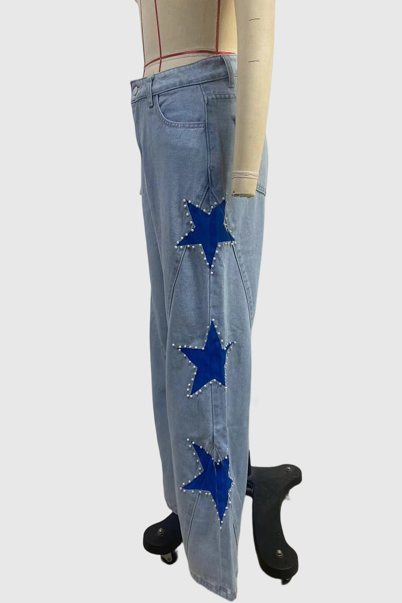 Star-Embellished Straight Jeans