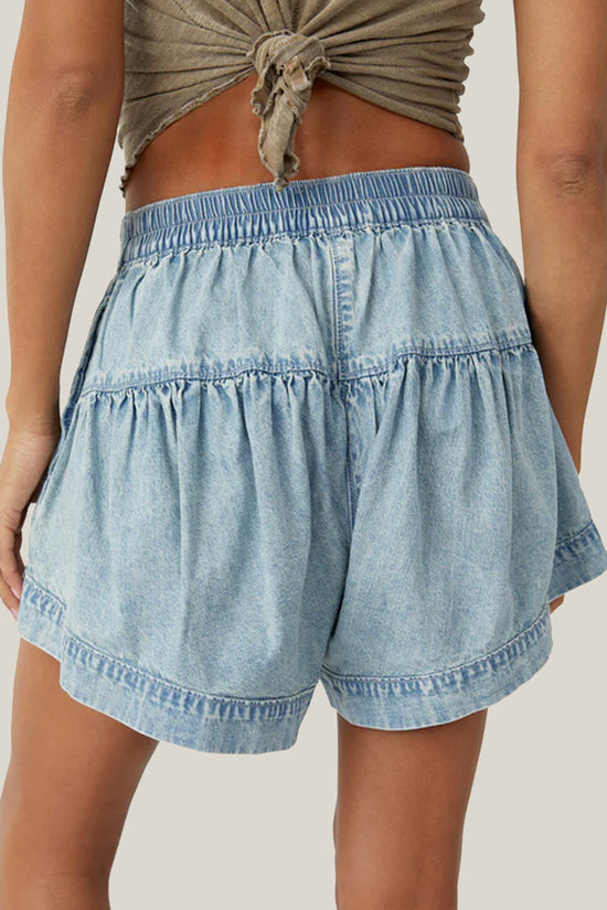 Button-Up High-Waist Denim Shorts