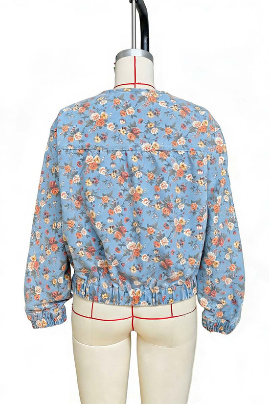 Floral Zip-Front Cropped Jacket