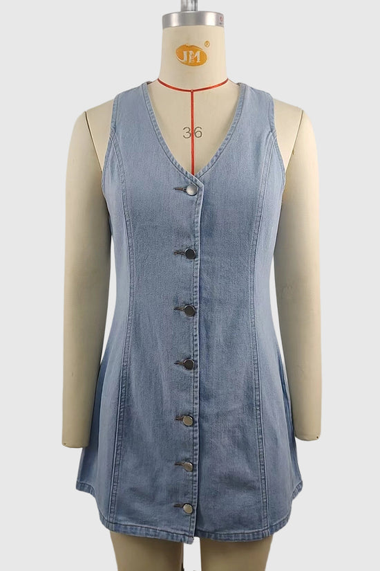 Button-Up Denim Mini Dress