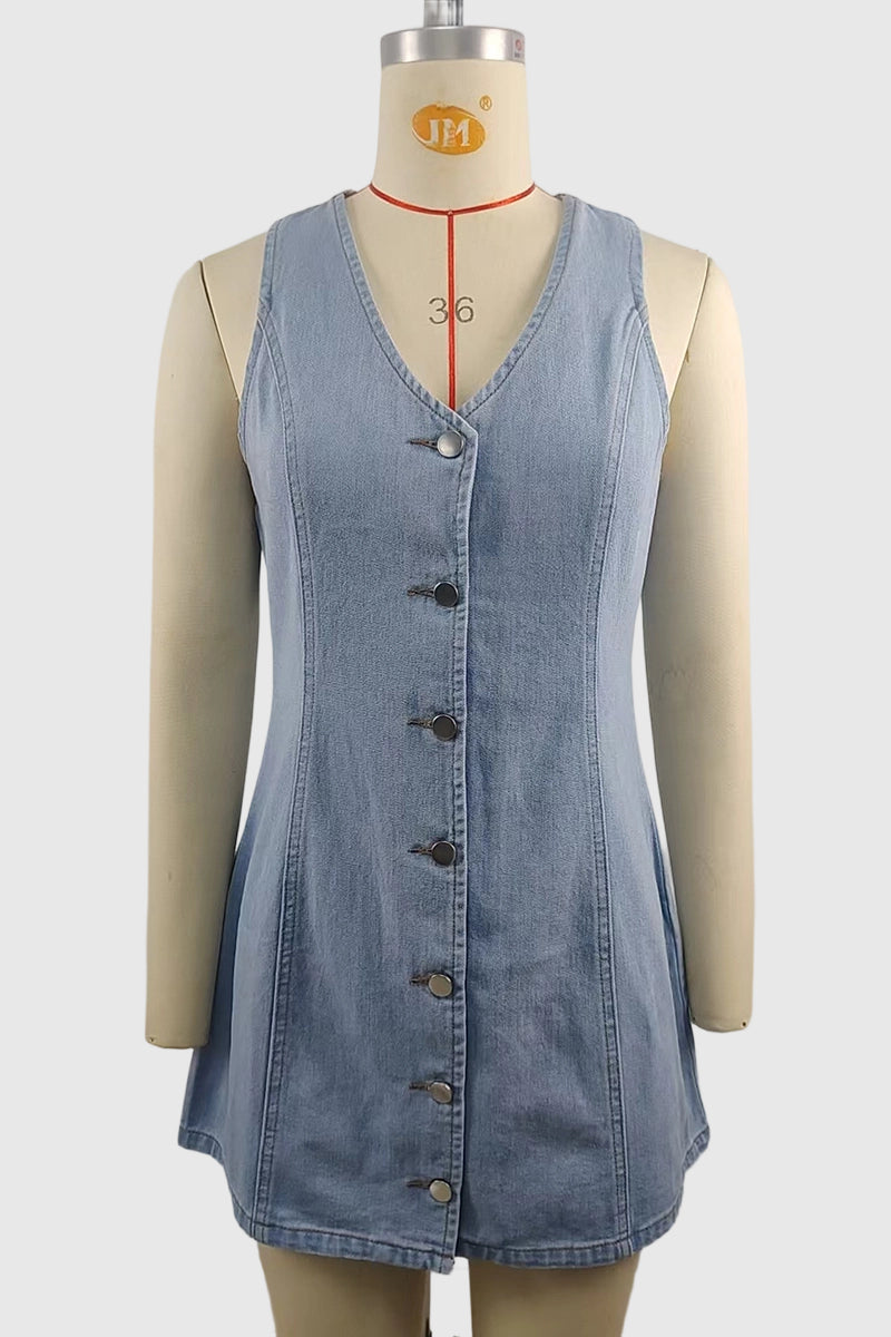Button-Up Denim Mini Dress