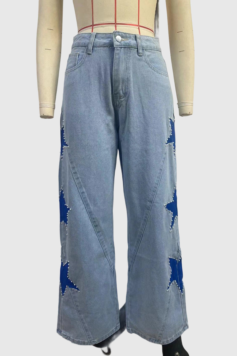 Star-Embellished Straight Jeans