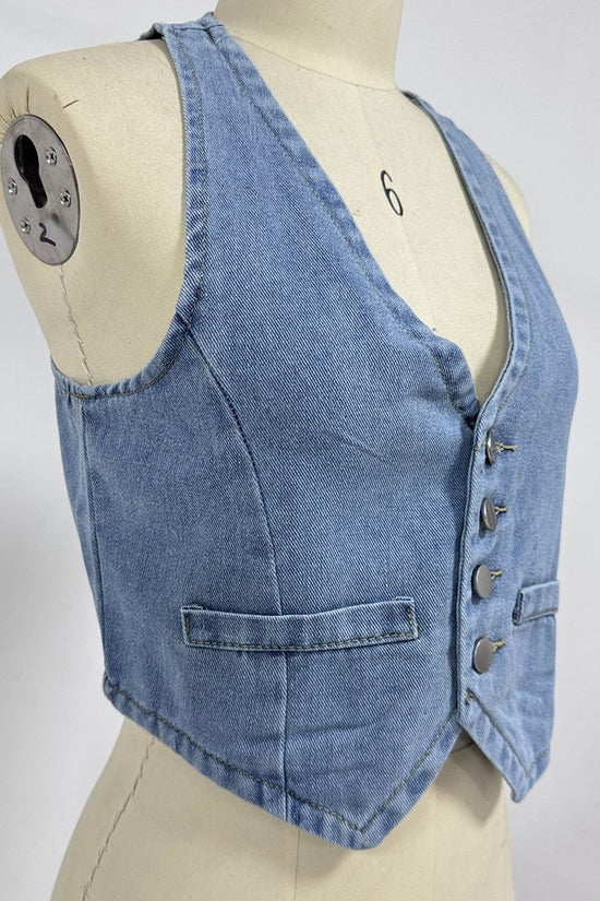 Vintage Denim Button Vest