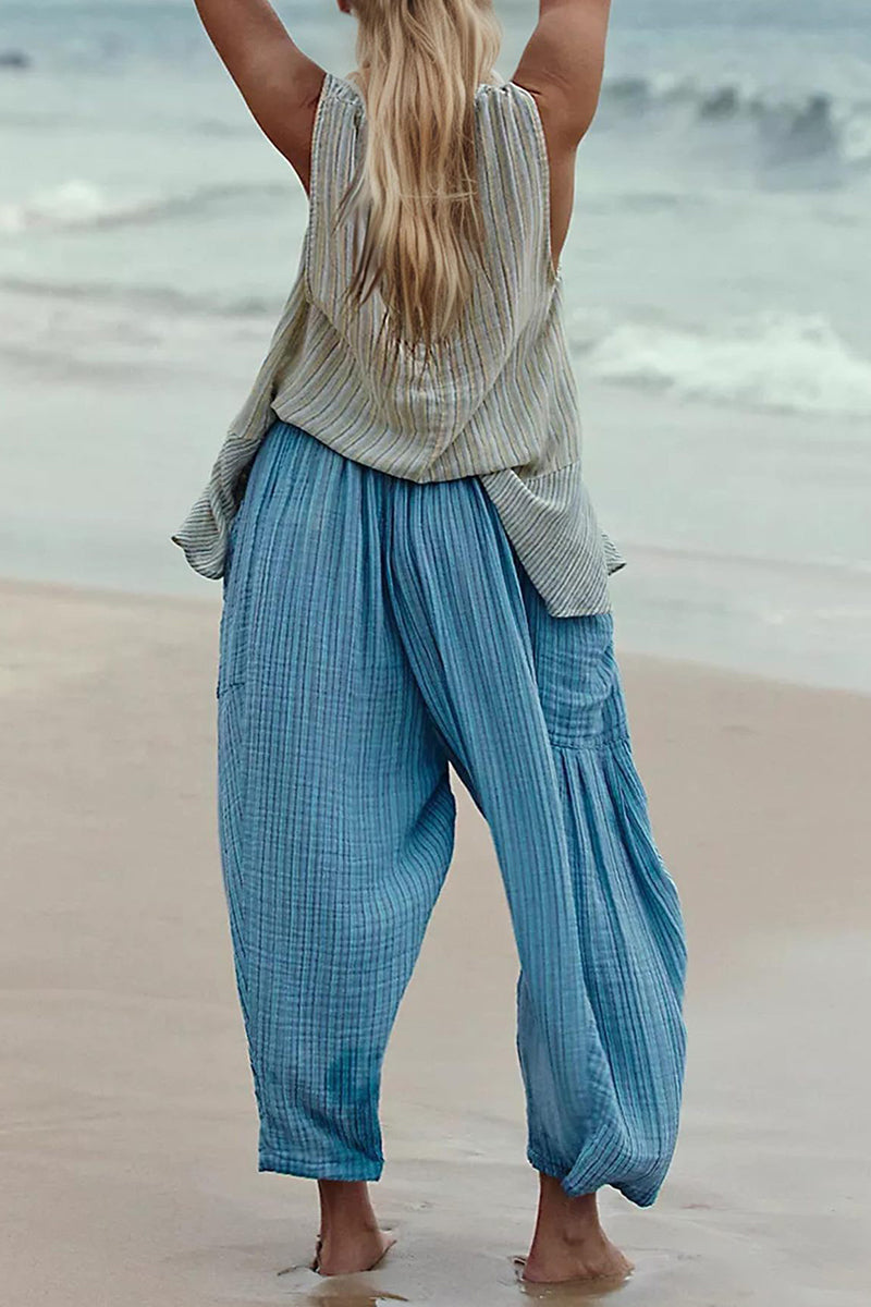 Relaxed Fit Drawstring Casual Pants