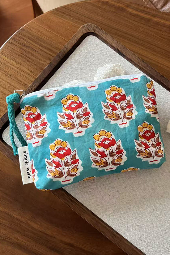 Floral Print Zipper Pouch