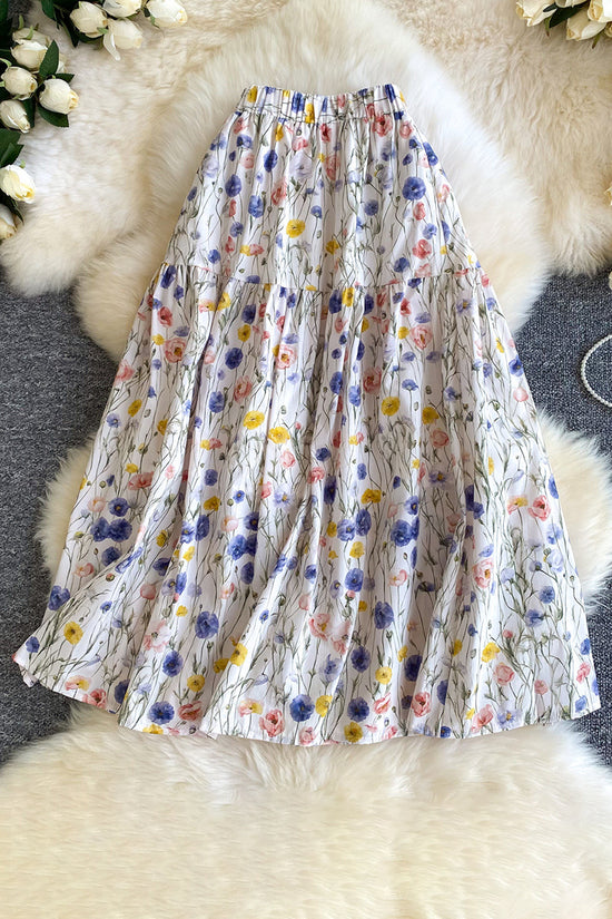 Floral Tiered Midi Skirt