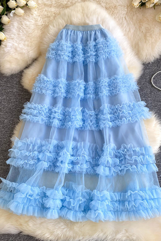 Ruffle Layered Midi Skirt
