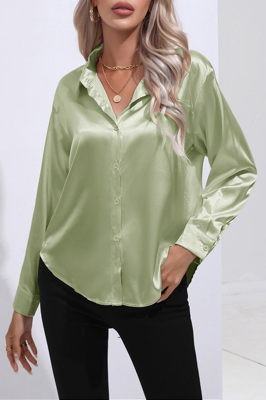 Elegant Long Sleeve Button-Up Blouse