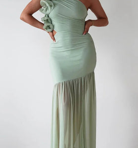 One-Shoulder Ruched Maxi Dress