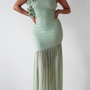 One-Shoulder Ruched Maxi Dress