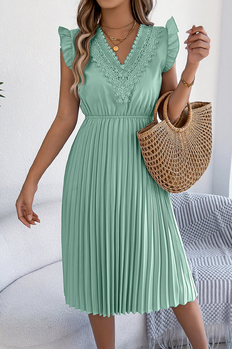 V-Neck Flutter Sleeve Casual Dress