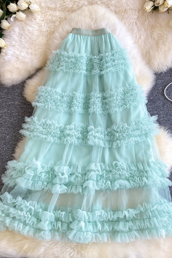 Ruffle Layered Midi Skirt