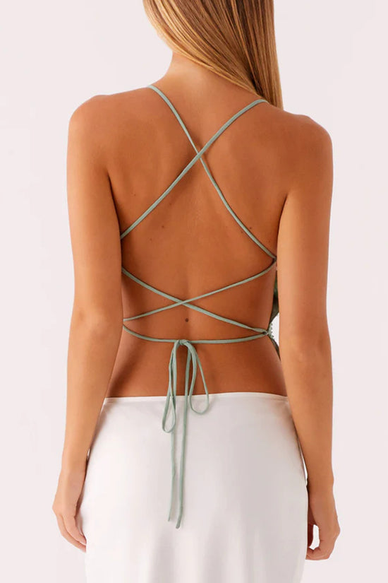 Floral Sequin Strappy Cami Top