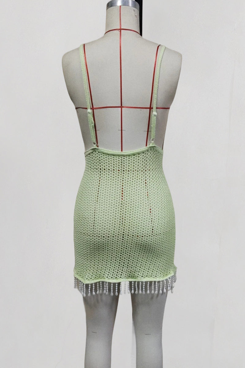 Crochet Halter Cover-Up Dress