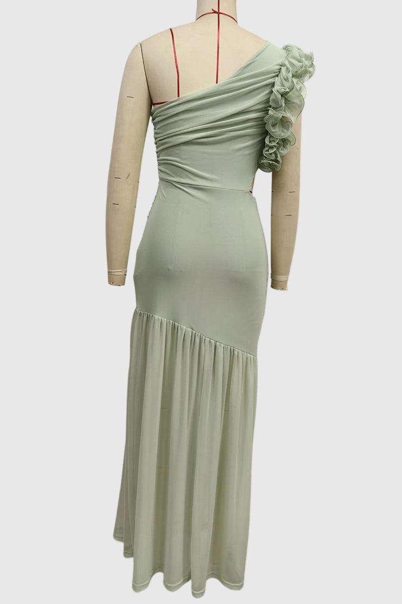 One-Shoulder Ruched Maxi Dress