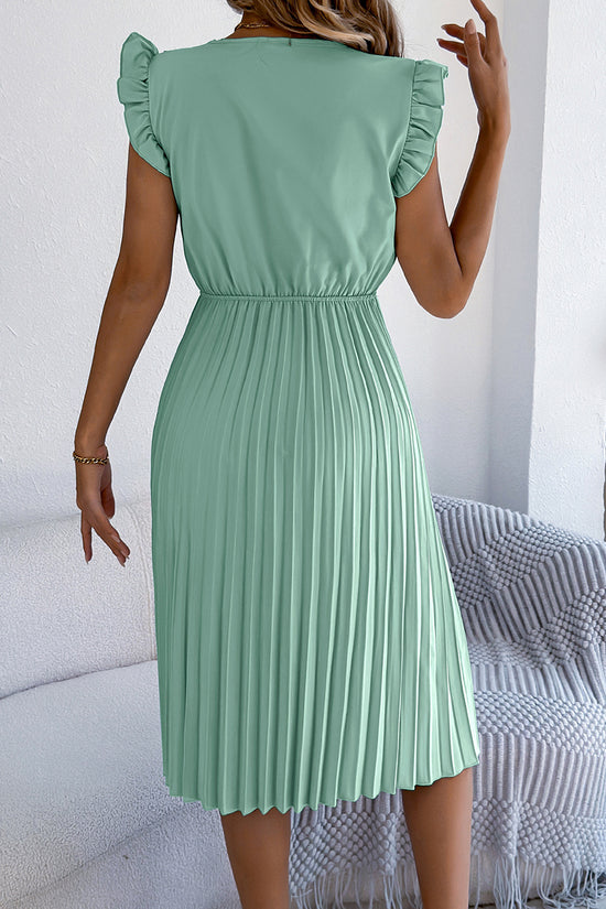 V-Neck Flutter Sleeve Casual Dress