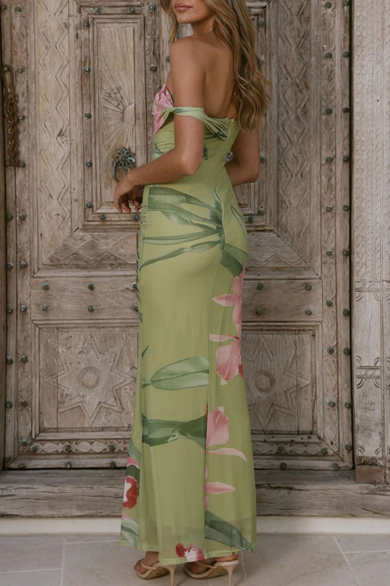 Floral Off-Shoulder Maxi Casual Dress