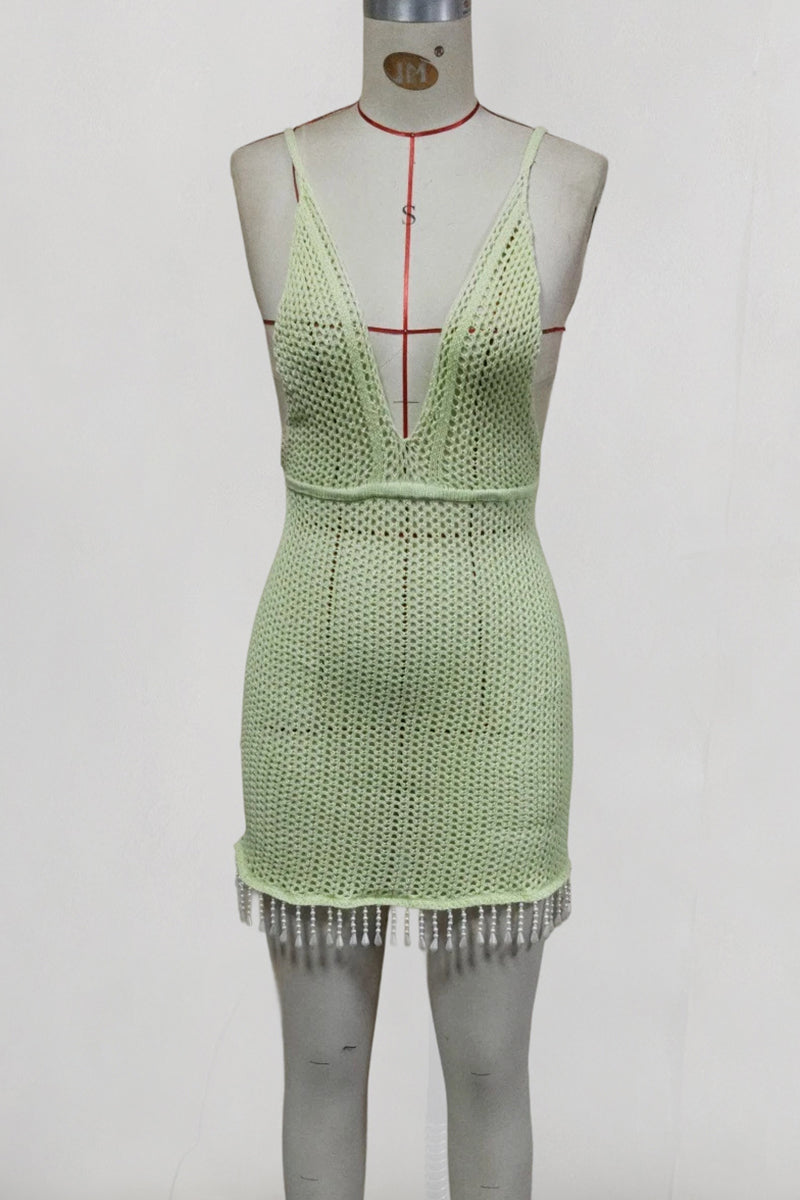 Crochet Halter Cover-Up Dress